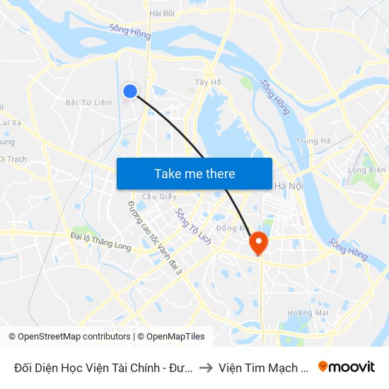 Đối Diện Học Viện Tài Chính - Đường Đức Thắng to Viện Tim Mạch Việt Nam map