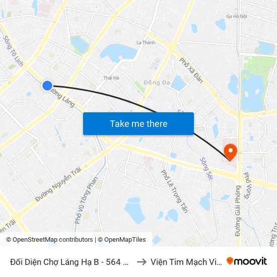 Đối Diện Chợ Láng Hạ B - 564 Đường Láng to Viện Tim Mạch Việt Nam map