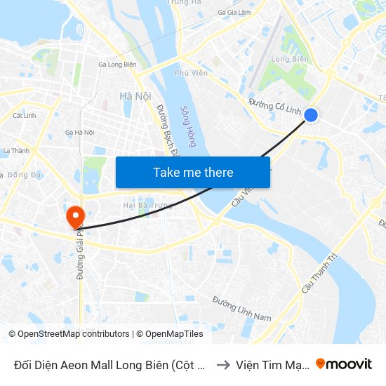 Đối Diện Aeon Mall Long Biên (Cột Điện T4a/2a-B Đường Cổ Linh) to Viện Tim Mạch Việt Nam map