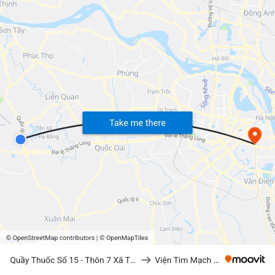 Quầy Thuốc Số 15 - Thôn 7 Xã Thạch Hòa - Ql21 to Viện Tim Mạch Việt Nam map