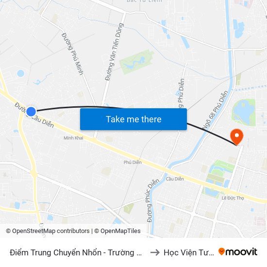 Điểm Trung Chuyển Nhổn - Trường Đại Học Công Nghiệp Hà Nội - Đường 32 to Học Viện Tư Pháp Việt Nam map