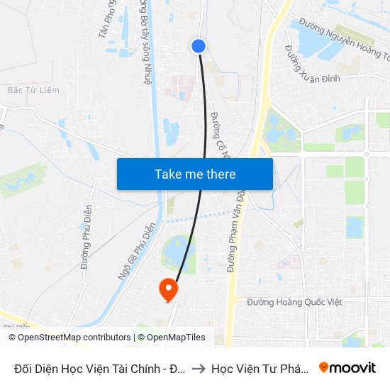 Đối Diện Học Viện Tài Chính - Đường Đức Thắng to Học Viện Tư Pháp Việt Nam map