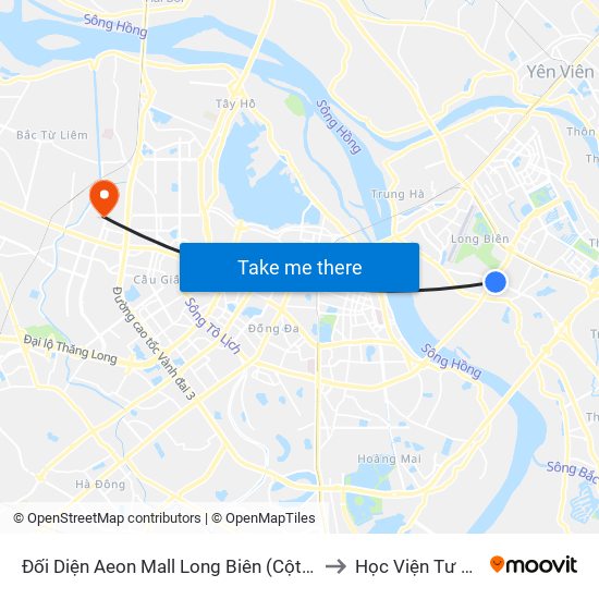 Đối Diện Aeon Mall Long Biên (Cột Điện T4a/2a-B Đường Cổ Linh) to Học Viện Tư Pháp Việt Nam map