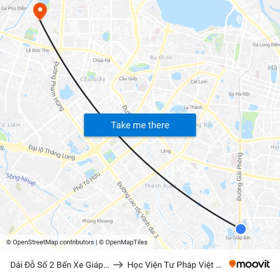 Dải Đỗ Số 2 Bến Xe Giáp Bát to Học Viện Tư Pháp Việt Nam map