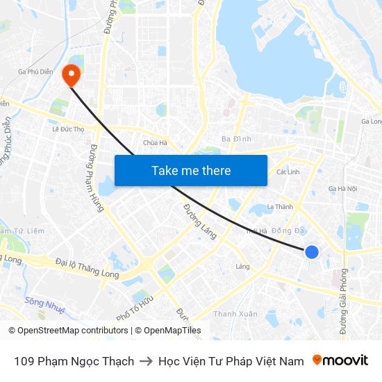 109 Phạm Ngọc Thạch to Học Viện Tư Pháp Việt Nam map