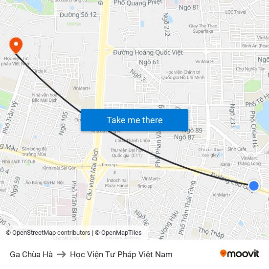 Ga Chùa Hà to Học Viện Tư Pháp Việt Nam map