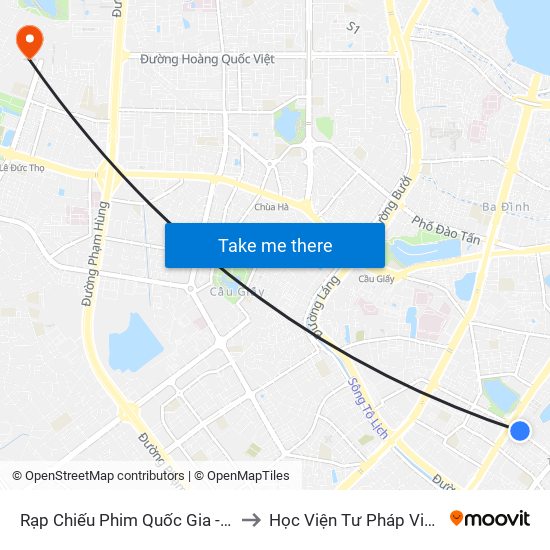 Rạp Chiếu Phim Quốc Gia - Thái Hà to Học Viện Tư Pháp Việt Nam map