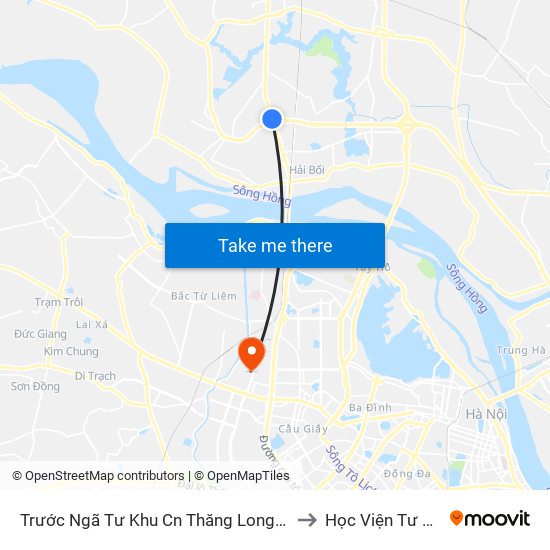 Trước Ngã Tư Khu Cn Thăng Long 100m (Chiều Nội Bài - Hà Nội) to Học Viện Tư Pháp Việt Nam map