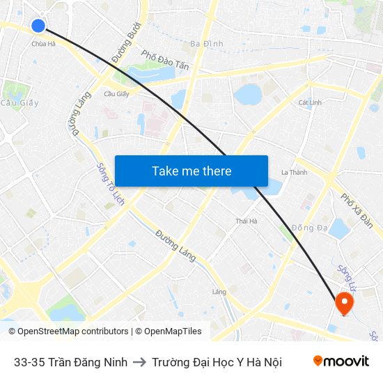 33-35 Trần Đăng Ninh to Trường Đại Học Y Hà Nội map