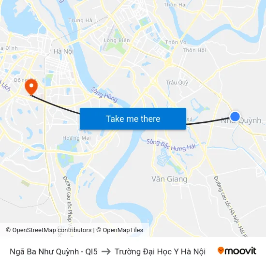 Ngã Ba Như Quỳnh - Ql5 to Trường Đại Học Y Hà Nội map