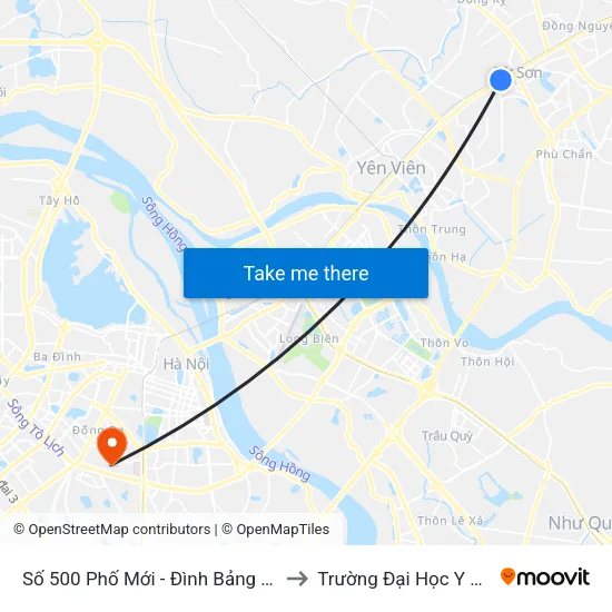 Số 500 Phố Mới - Đình Bảng - Từ Sơn to Trường Đại Học Y Hà Nội map