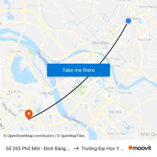 Số 265 Phố Mới - Đình Bảng - Từ Sơn to Trường Đại Học Y Hà Nội map