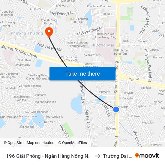 196 Giải Phóng - Ngân Hàng Nông Nghiệp & Ptnt Chi Nhánh Nam Hà Nội to Trường Đại Học Y Hà Nội map