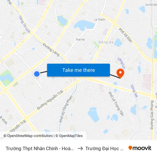 Trường Thpt Nhân Chính - Hoàng Đạo Thúy to Trường Đại Học Y Hà Nội map