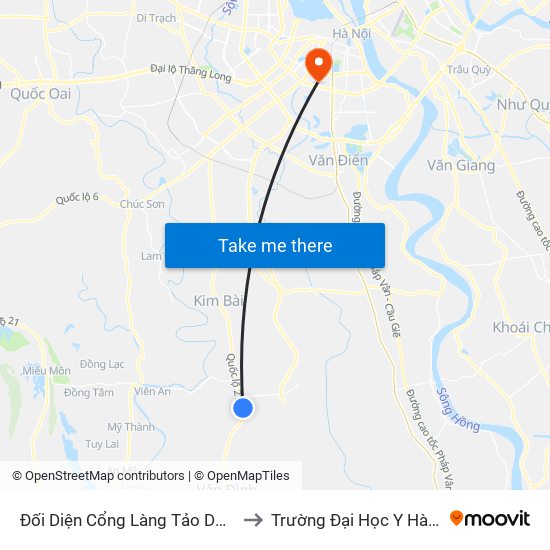 Đối Diện Cổng Làng Tảo Dương to Trường Đại Học Y Hà Nội map