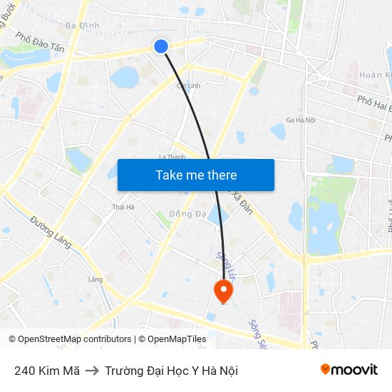 240 Kim Mã to Trường Đại Học Y Hà Nội map