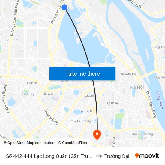 Số 442-444 Lạc Long Quân (Gần Trường Thcs Nhật Tân - 474 Lạc Long Quân) to Trường Đại Học Y Hà Nội map