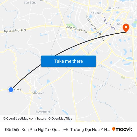 Đối Diện Kcn Phú Nghĩa - Quốc Lộ 6 to Trường Đại Học Y Hà Nội map