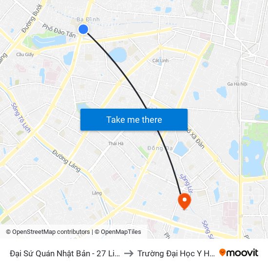 Đại Sứ Quán Nhật Bản - 27 Liễu Giai to Trường Đại Học Y Hà Nội map