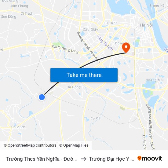 Trường Thcs Yên Nghĩa - Đường Yên Lộ to Trường Đại Học Y Hà Nội map