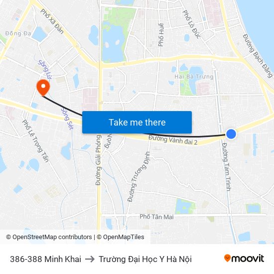 386-388 Minh Khai to Trường Đại Học Y Hà Nội map
