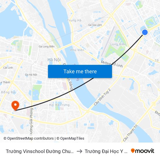 Trường Vinschool Đường Chu Huy Mân to Trường Đại Học Y Hà Nội map