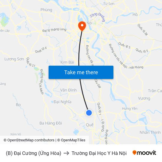 (B) Đại Cường (Ứng Hòa) to Trường Đại Học Y Hà Nội map