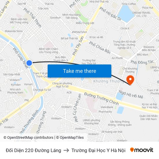 Đối Diện 220 Đường Láng to Trường Đại Học Y Hà Nội map