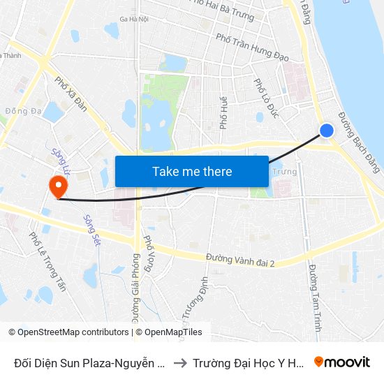 Đối Diện Sun Plaza-Nguyễn Khoái to Trường Đại Học Y Hà Nội map