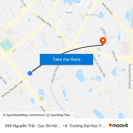386 Nguyễn Trãi - Cục Sở Hữu Trí Tuệ to Trường Đại Học Y Hà Nội map