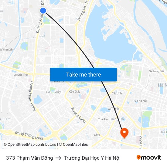 373 Phạm Văn Đồng to Trường Đại Học Y Hà Nội map