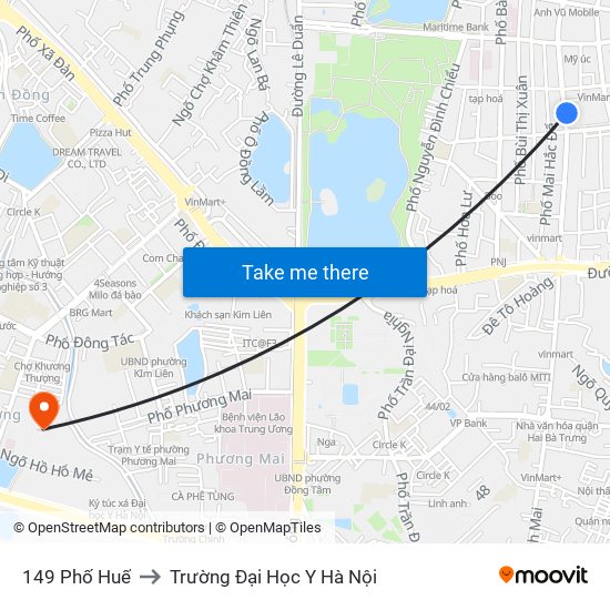 149 Phố Huế to Trường Đại Học Y Hà Nội map