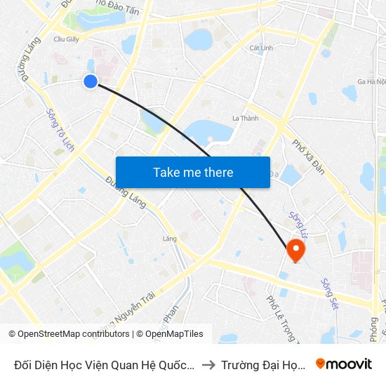 Đối Diện Học Viện Quan Hệ Quốc Tế - 69 Chùa Láng to Trường Đại Học Y Hà Nội map