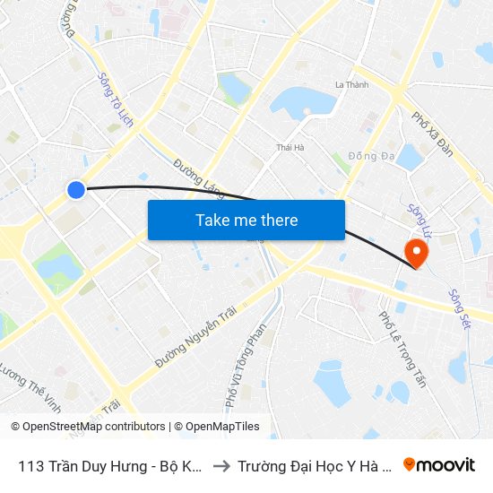 113 Trần Duy Hưng - Bộ Khcn to Trường Đại Học Y Hà Nội map