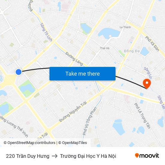 220 Trần Duy Hưng to Trường Đại Học Y Hà Nội map