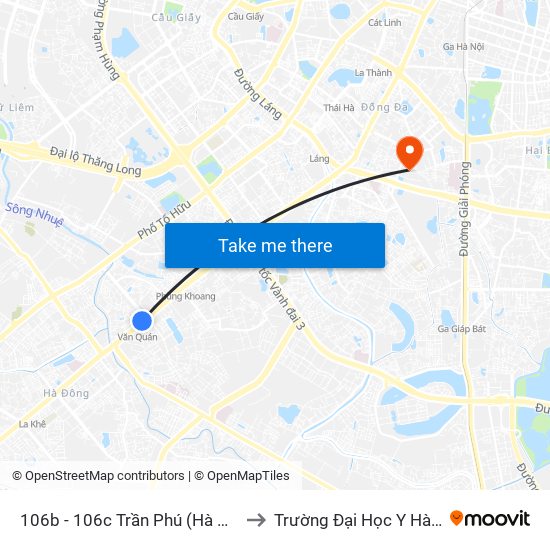 106b - 106c Trần Phú (Hà Đông) to Trường Đại Học Y Hà Nội map