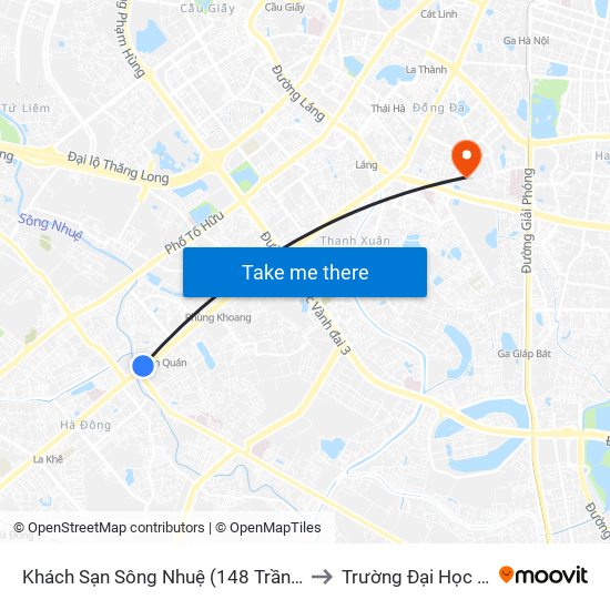 Khách Sạn Sông Nhuệ (148 Trần Phú- Hà Đông) to Trường Đại Học Y Hà Nội map