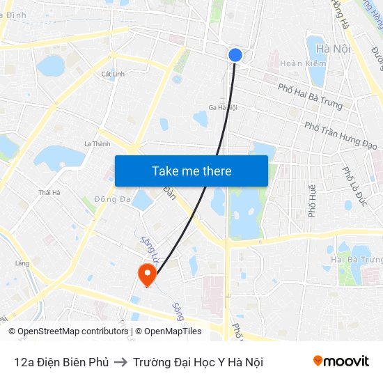 12a Điện Biên Phủ to Trường Đại Học Y Hà Nội map