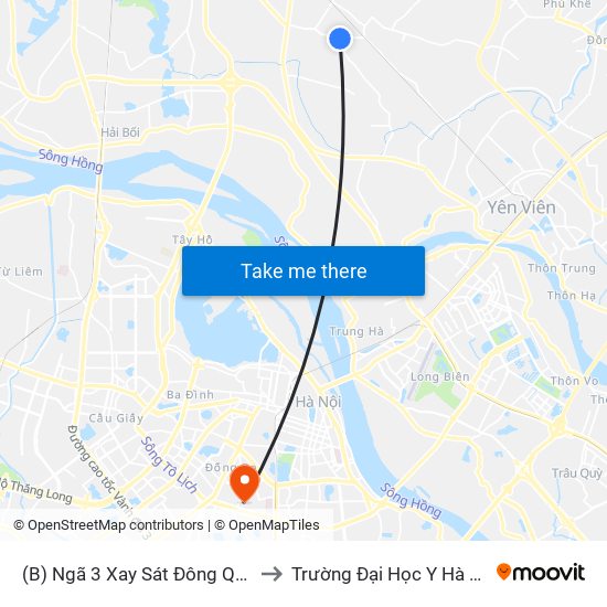 (B) Ngã 3 Xay Sát Đông Quan to Trường Đại Học Y Hà Nội map