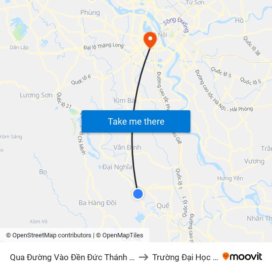 Qua Đường Vào Đền Đức Thánh Cả 80m, Dt425 to Trường Đại Học Y Hà Nội map