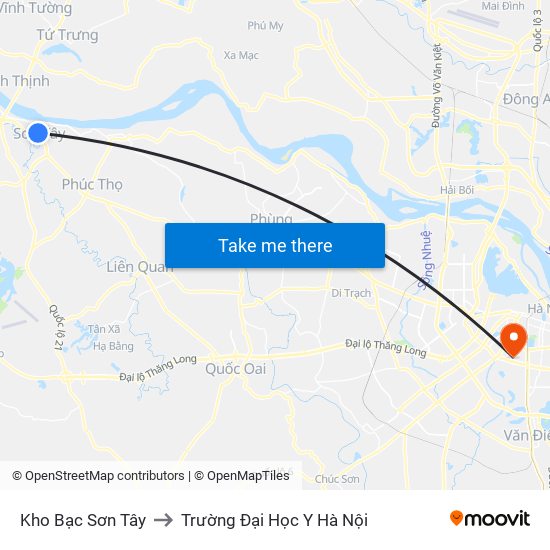 Kho Bạc Sơn Tây to Trường Đại Học Y Hà Nội map