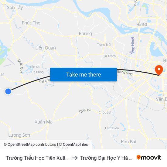 Trường Tiểu Học Tiến Xuân A to Trường Đại Học Y Hà Nội map