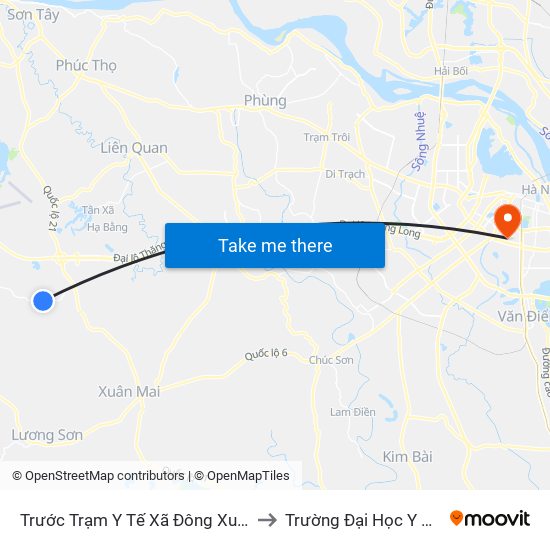 Trước Trạm Y Tế Xã Đông Xuân 20m to Trường Đại Học Y Hà Nội map