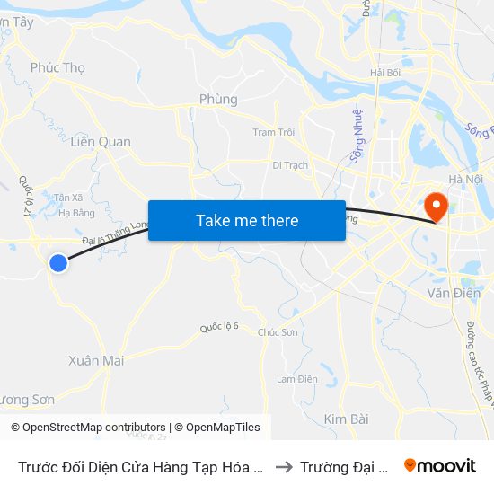 Trước Đối Diện Cửa Hàng Tạp Hóa Phương Tài - Thôn 7 - Phú Cát to Trường Đại Học Y Hà Nội map