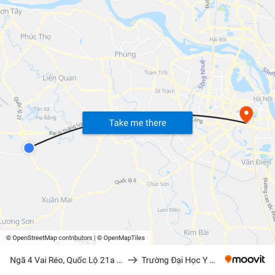 Ngã 4 Vai Réo, Quốc Lộ 21a - Đt446 to Trường Đại Học Y Hà Nội map