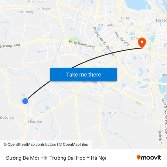 Đường Đê Mới to Trường Đại Học Y Hà Nội map