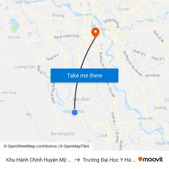 Khu Hành Chính Huyện Mỹ Đức to Trường Đại Học Y Hà Nội map