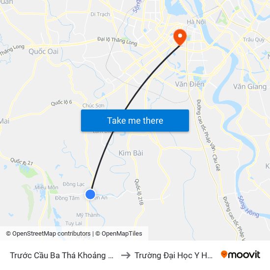 Trước Cầu Ba Thá Khoảng 150m to Trường Đại Học Y Hà Nội map