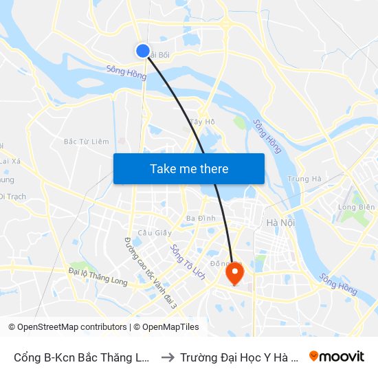 Cổng B-Kcn Bắc Thăng Long to Trường Đại Học Y Hà Nội map