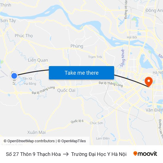 Số 27 Thôn 9 Thạch Hòa to Trường Đại Học Y Hà Nội map